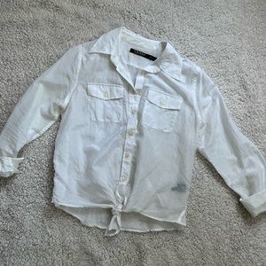 Lauren Ralph Lauren Cotton Silk Cropped Button Up